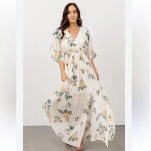 NEW Baltic Born Adrianna Kimono Maxi Dress Ivory Floral XXL Ethereal Cottage